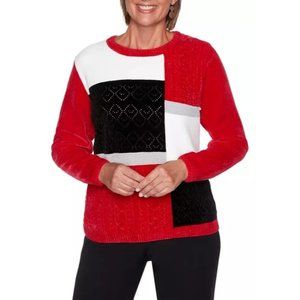 Alfred Dunner Worth Avenue Chenille Color Block Sweater. Size Large. New W Tag